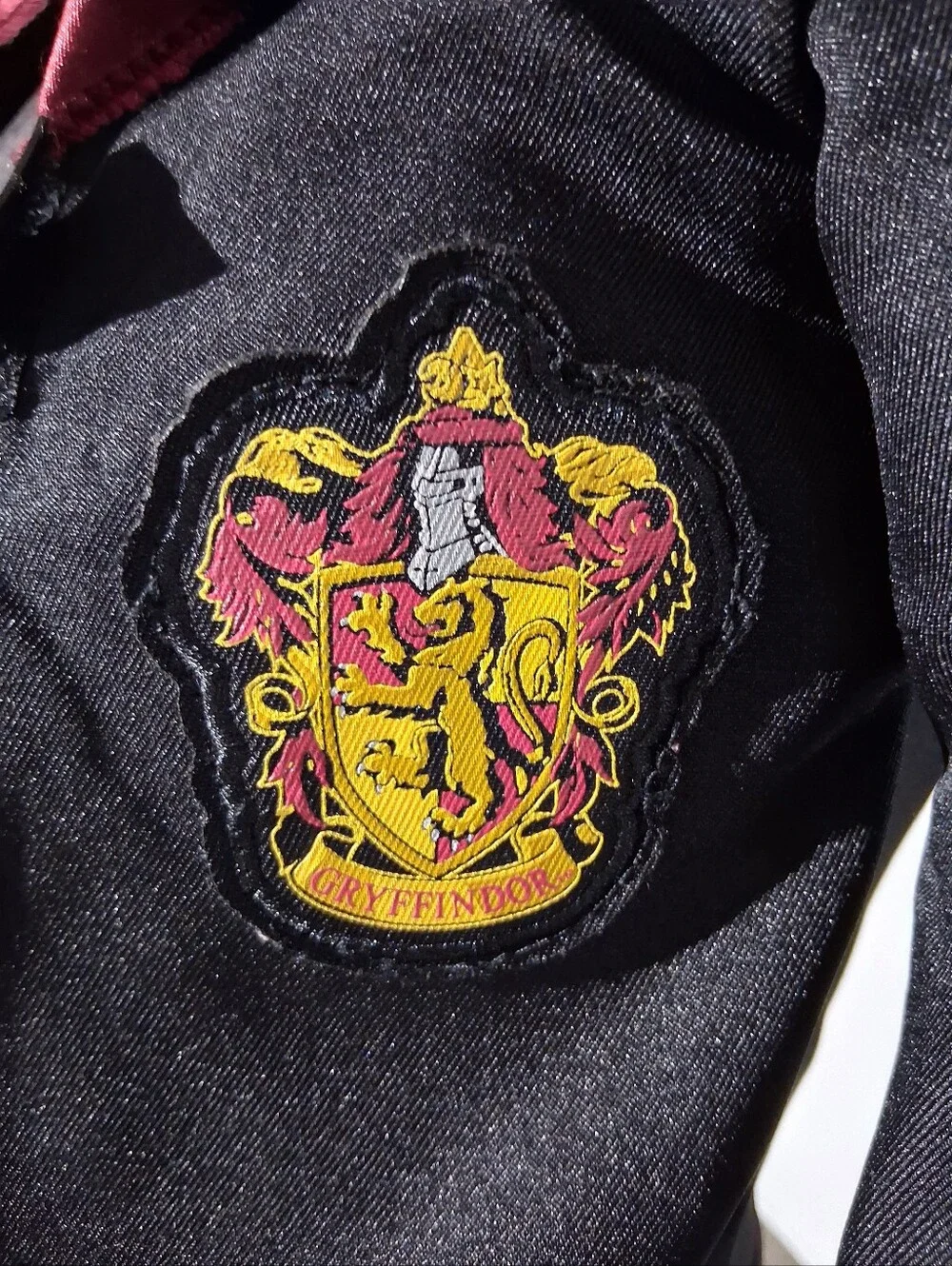 Black Hooded Gryffindor-Inspired Costume Robe with Red Lining